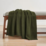 Lightweight Cable Knit Throw Blanket Soft Breathable All-Season Couch Decorative Cozy Blanket for Home Decor Christmas Green