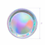 Iridescent Silver Holographic Party Tableware Set Disposable Paper Plates Cups Tablecloth for Birthday Wedding Y2K Disco Decor