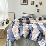 3pcs Classic Black and White Plaid Striped Duvet Cover Set Soft Washed Cotton Quilt Cover Adult Children Bedroom Bedding Set