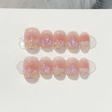 10Pcs Aurora Short Handmade Press On Nails Full Cover Butterfly Design Flower Summer False Nails Wearable Manicure Nail Tips Art