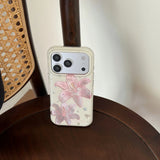 Trendy Shimmer Pink Lily Star Glitter Floral Print  Coquette Style Phone Case for iPhone 17 16 15 14 13 Pro Max Back Cover Capa