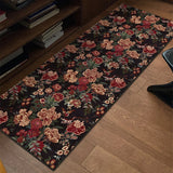 Vintage Red Rose Carpet Rugs Bedroom Bedside Carpet Elegant Living Room Sofa Bay Window Floor Mat Rectangular Kitchen Foot Mat