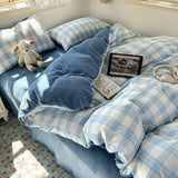 New autumn and winter thickened milk fleece bed 4-piece set double yarn quilt cover bed sheet three-piece set for students