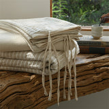 Linen Cotton Simple Stripes Jacquard Nordic Style Bedding Set Single Double Queen King Duvet Cover Flat/Fitted Sheet Pillowcase