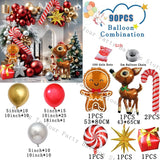 Decorations Christmas Balloons Garland Arch Red Metallic Gold With Gingerbread Man Stars Foil Balloon For Christmas Party Decor