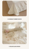 Korean Princess Style Lace Ruffles Wedding Bedding Set Soft Rose Flowers Four-Piece Set Duvet Cover Bed Sheet Pillowcase 4Pcs
