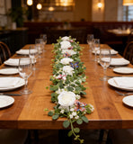 180cm Artificial Rose Flower Eucalyptus Garland with Hanging Butterfly Floral Vine Wedding for Party Table Backdrop Decor