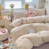 Class A Double Yarn Bedding Set Quilt Comforter Duvet Cover Set Printed Cotton Bedspread Skin Friendly Breathable Four-Piece Set