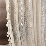 Outdoor Boho Lace Tassel Sheer Curtains Multi Panels Light Filter Drapes For Gazebo Garden Terrace Warm Housewarming Gift