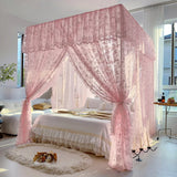 Luxurious Palace Mosquito Net with White Holder Romantic Three-door Lace Bed Curtain  Room Decor 1.5m 1.8m Size