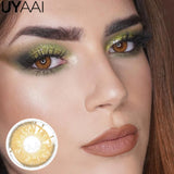 1 Pair Colored Contact Lenses Natural Brown 14.5mm Big Eyes Contacts Cosmetics Green Eye Color Lens Gray Lens Women Makeup
