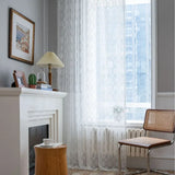White Tulle Bohemian Curtain with Tassels, French Lace, Window Drapes, Boho Home Decor, Living Room and Bedroom
