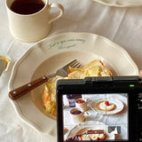 Classic Replica Lace Ceramic Plate for Vintage Dishes Warm White Western Tableware Dinner Plates