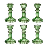 6pc Crystal Candle Holders Centerpiece for Table Dinning Party Wedding Decorations Glass Taper Candlestick Holders Set Bulk