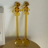Calla Lily Animals Cartoon Bear Glass Spoon Dessert Spoon Coffee Glass Stir Spoon  Long Handle Spoon Yogurt Spoon