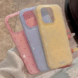 Cute Cartoon Wave Point Candy Color Case for iPhone 16 15 14 17 Pro Max 12 13 17 Air Polka Dot Soft Silicone Ins Korean Cover