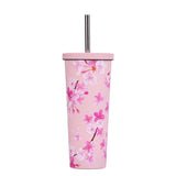 830ML Large Hole Thermos Cup With Straw And Pattern,Mug,Double Layer Stainless Steel Vacuum Flasks,Portable Insulated Water Cup