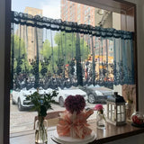 Lace Embroidery Short Gauze Curtains Flower Embroidery Kitchen Bay Window Curtains Decor Living Room Atmosphere Nice Curtains