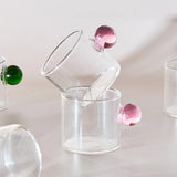 2PC 110ml Espresso Cups small Cups Home Glass Ball Handle Coffee Cup Tea Water Cup Saucer  Steak Juice Bucket Table Decor