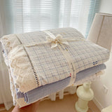 Print Floral Bedding Set Double Layer Yarn Four Pieces Set Soft Comfortable Duvet Cover Bed Sheet With Pillowcases Home Textiles