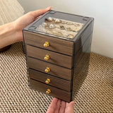 Luxury Jewelry Box Exquisite Necklaces Earrings Walnut Storage Box Multi-Layer Storage Box Desktop Organizer Home Decoration