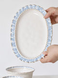 European-Style Court Ceramic Lace Staple Plate, Simple Blue Breakfast Mug, Underglaze Coffee Mug, Home Tableware Set