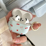 Lovely Red Cherry Bowknot Gloss Pattern Wireless Bluetooth Earphone Case For AirPods Pro 2 4 3 2 1 Soft Shell Funda With Pendant