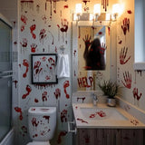 Halloween Bloody Handprint Footprint Window Stickers Wall Stickers for Halloween Party Decorations Inside Outside Decor Come wi