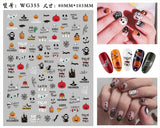 3D Luminous Nail Stickers Decals Black White Spider Web Skull Alien Planet Glow In The Dark Halloween Manicure Foils Tattoo Tips