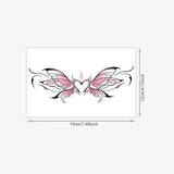 Temporary Tattoo Sticker Pink Black Butterfly Heart Tattoo for Women Hipster Waist Clavicle Waterproof Long Lasting Large Patter