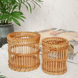 Vietnamese bamboo woven vintage wooden pen holder, desktop stationery, comb, makeup, calligraphy tool organizer ornament
