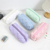 1 PC Candy Color Quilted Cute Pencil Case Waterproof Portable Stationery Storage Bag Student School Supplies Back to School Gift