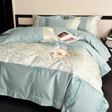 Luxury Chinese Style Jacquard Patchwork Embroidery Bedding Set 100% Cotton Duvet Cover Set Flat/Fitted Bed Sheet Pillowcases