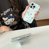 Fashion Mint Green Polka Dot Star Magnetic Stand Phone Case For iPhone 17 16 Pro 15 14 Pro Max Cover For Magsafe Cases Cute Capa