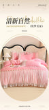Lace Bedding Set for Girl Ruffle Brushed Soft Microfiber Princess Style Queen Duvet Cover Set Bed Sheet Pillowcases Home Textile