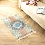 Cotton Linen Rugs and Carpets for Home Living Room Bedroom Tapestry Decorative Boho Ethnic Anti-slip Tassel Woven Floor Mat Door
