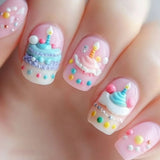24pcs Gradient Nude Full Cover Nail Tips Wearable Short Square False Nails Sets Press on Simple Seashell Pattern Fake Nails Art