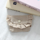 Cute Portable Checkered Purse Checkered Pattern Pocket Design Coin Purse Clutch Style Lipstick Storage Bag for Girls