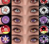 2Pcs Cosplay Colored Contact Lenses Crazy Red Eye Lenses Anime Purple Eyes Contacts Halloween Lenses for Beauty Makeup