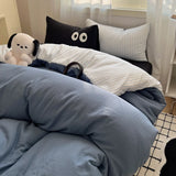 Korean Bed Linen Bedding Sets Stripes Duvet Cover Set Quilt Cover Bed Sheet Quilt Sets Queen Size INS Blogger Comforter Sets