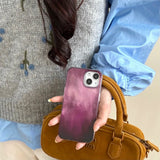 Chic INS Gradient Purple Ripple Texture Double Layers Fashion Phone Case for iPhone 16 15 14 13 Pro Max Back Phone Cover Capa