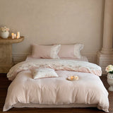 Vintage French Flowers Embroidery Bedding Set Double Layer Crepe Yarn Pure Cotton Duvet Cover Flat/Fitted Bed Sheet Pillowcases