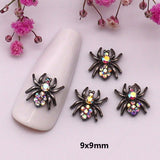 10-Pcs Halloween Ornaments 3D Metal Nail Art Decorations Gold Silver Black Skull Spider Hand Skeleton Design Nail Accessories