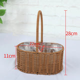 Willow Rattan Bride Flower Basket Picnic Container with Handle Picnic Weaving Basket Hand-Woven Flower Arrangement Basket