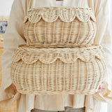 1 Rustic Rattan Woven Desktop Storage Basket Hand-Woven Home Stay Decoration Sundry Storage Basket Bathroom Desktop Storage Box