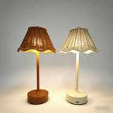 Touch Sensor LED Rattan Desk Lamp Wireless Design Adjustable Brightness Rechargeable Desk Lamp Eye Care Energy Saving