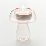 Creativity Mushroom-Shaped Candle Holder Glass Candlesticks Cute Room Decoration Desktop Ornament Home Decoration Ambiance Gifts
