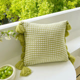 45X45cm Green Stripe Pattern Throw Pillow Cover with Tassels Durable Easy To Clean Cushion Covers Sofa Decor  Pillowcase No Core