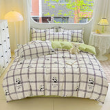 100% Cotton Skin-friendly Four Piece Set Soft Duvet Cover Set Single Couple Flower Printed Comforter Bedding Set for Adults Kids