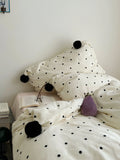 Warm White Polka Dot Fluffy Milk Velvet Four Piece Bedding Set YAKEHOME ternoon Tee O'Clo Lazy Sle Winter ential